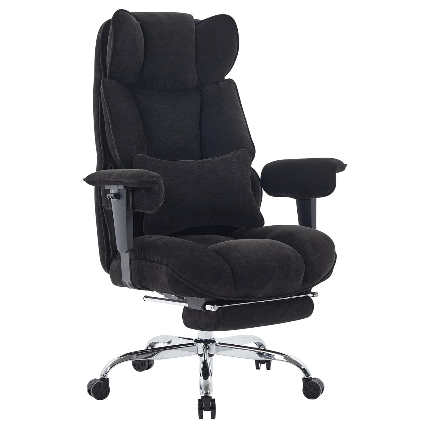 Efomao Big and Tall Fabric Office Chair for Home Office, Black