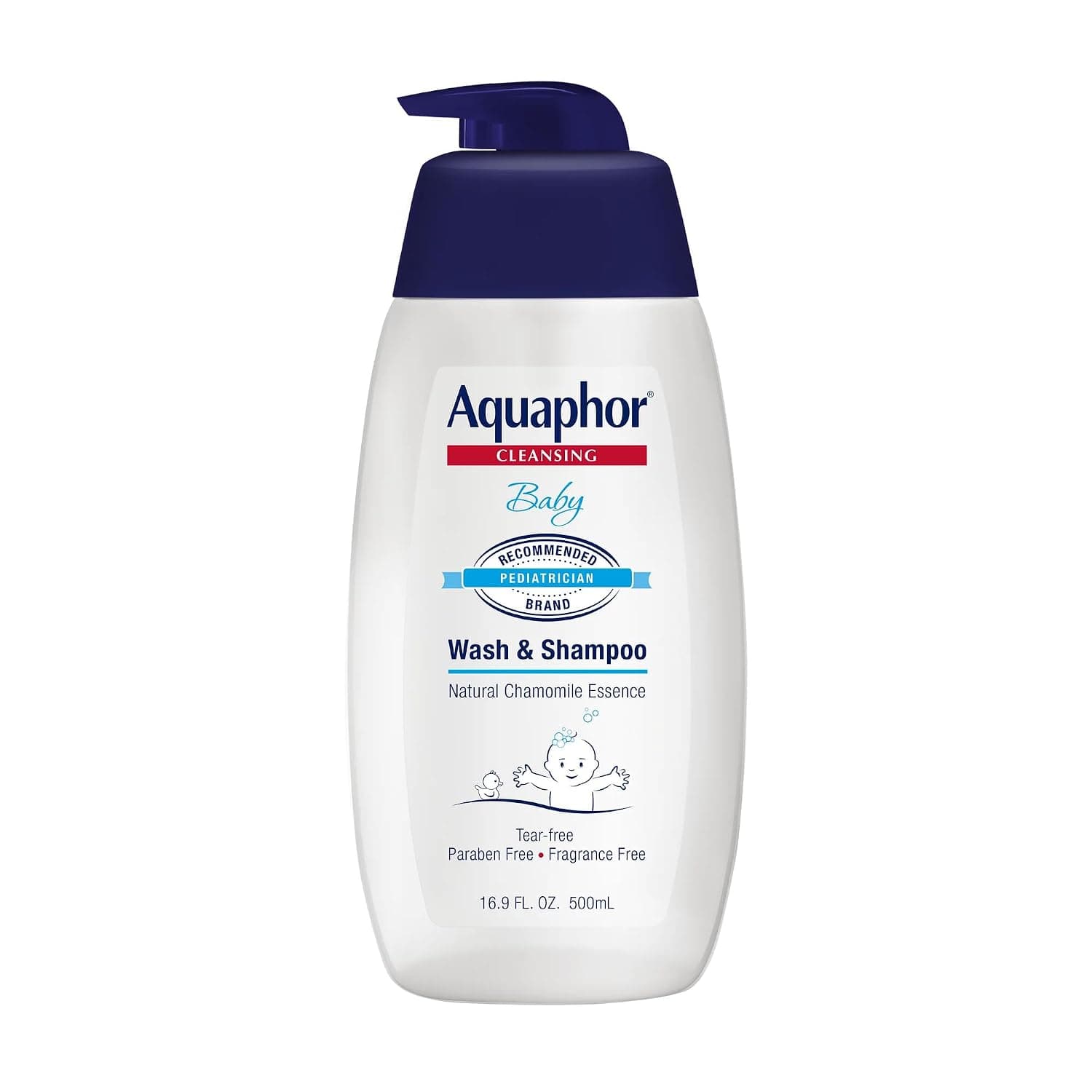 Aquaphor Baby Wash and Shampoo - Mild, Tear-Free 2-in-1 Solution for Baby’s Sensitive Skin - 16.9 fl. oz. | Tear Free Shampoo and Body Wash for Baby, Gently Cleanses, Non-Drying and Fragrance Free, Pediatrician Recommended Brand