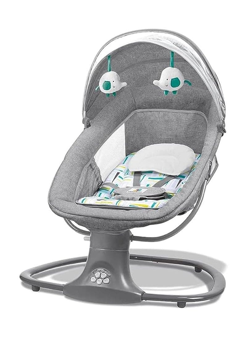 Mastela 3-in-1 Baby Rocker, Electric Swing with Remote Control,0-36 Months, 18kg Weight Capacity, with Mosquito Net and Toy Bar (Grey)