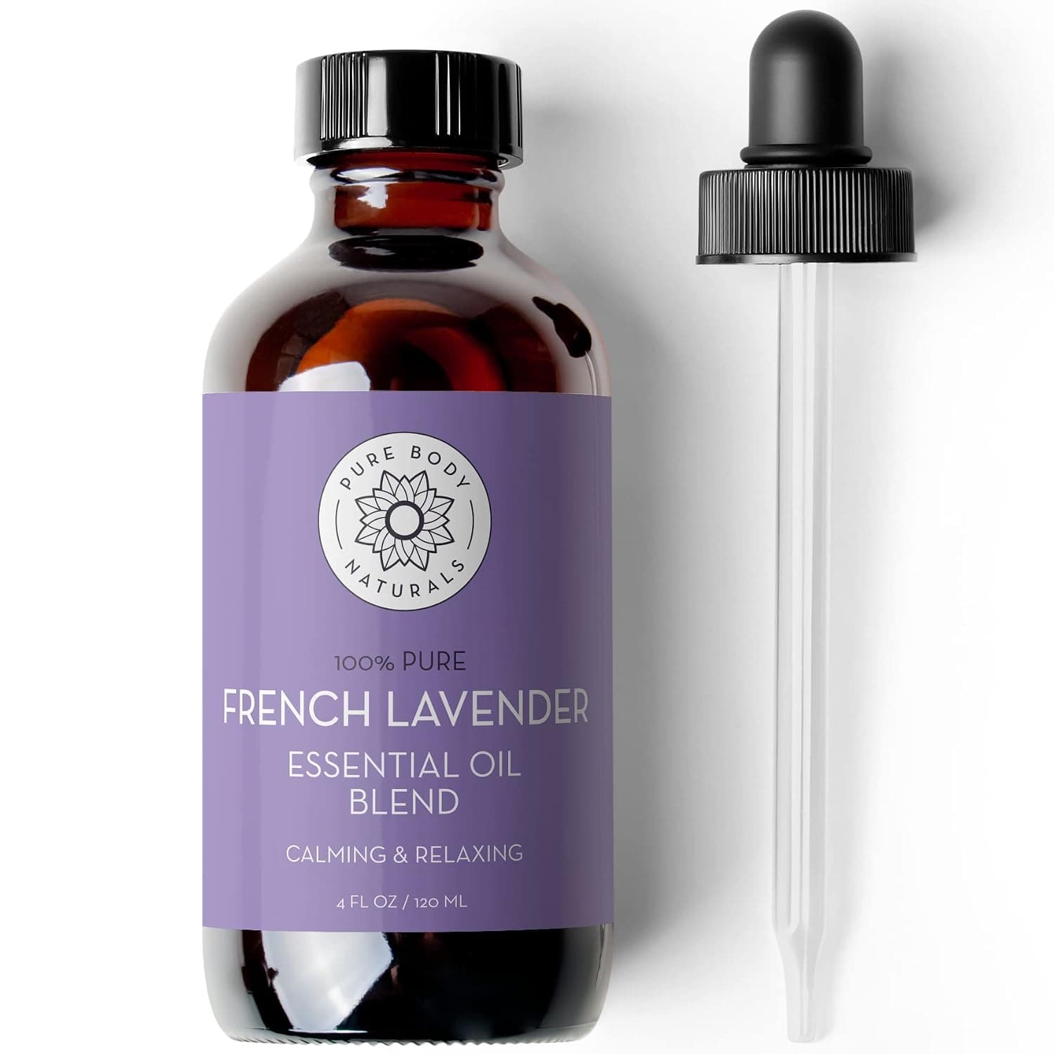 Pure Body Naturals French Lavender Essential Oil Blend, 4 fl oz - for Aromatherapy, Soap Making, and DIY Skin and Hair Products | Warm floral scent for a cozy home ambiance, ideal for soap making, candles, massage oils, and DIY skin and hair care products