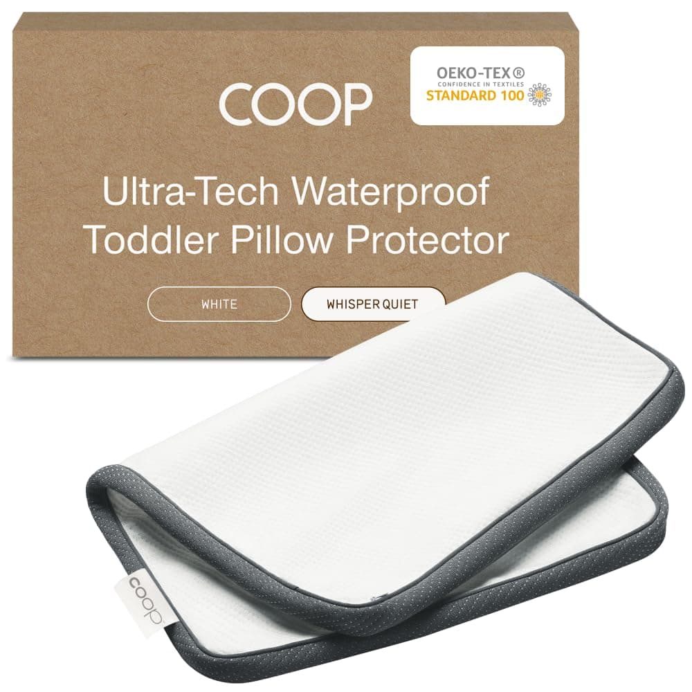 Coop Home Goods Ultra-Tech White Kids Pillow Protector for Memory Foam Pillows, Waterproof, Child Size, Oeko-Tex Certified, Breathable, Zipper Covers, Washable in