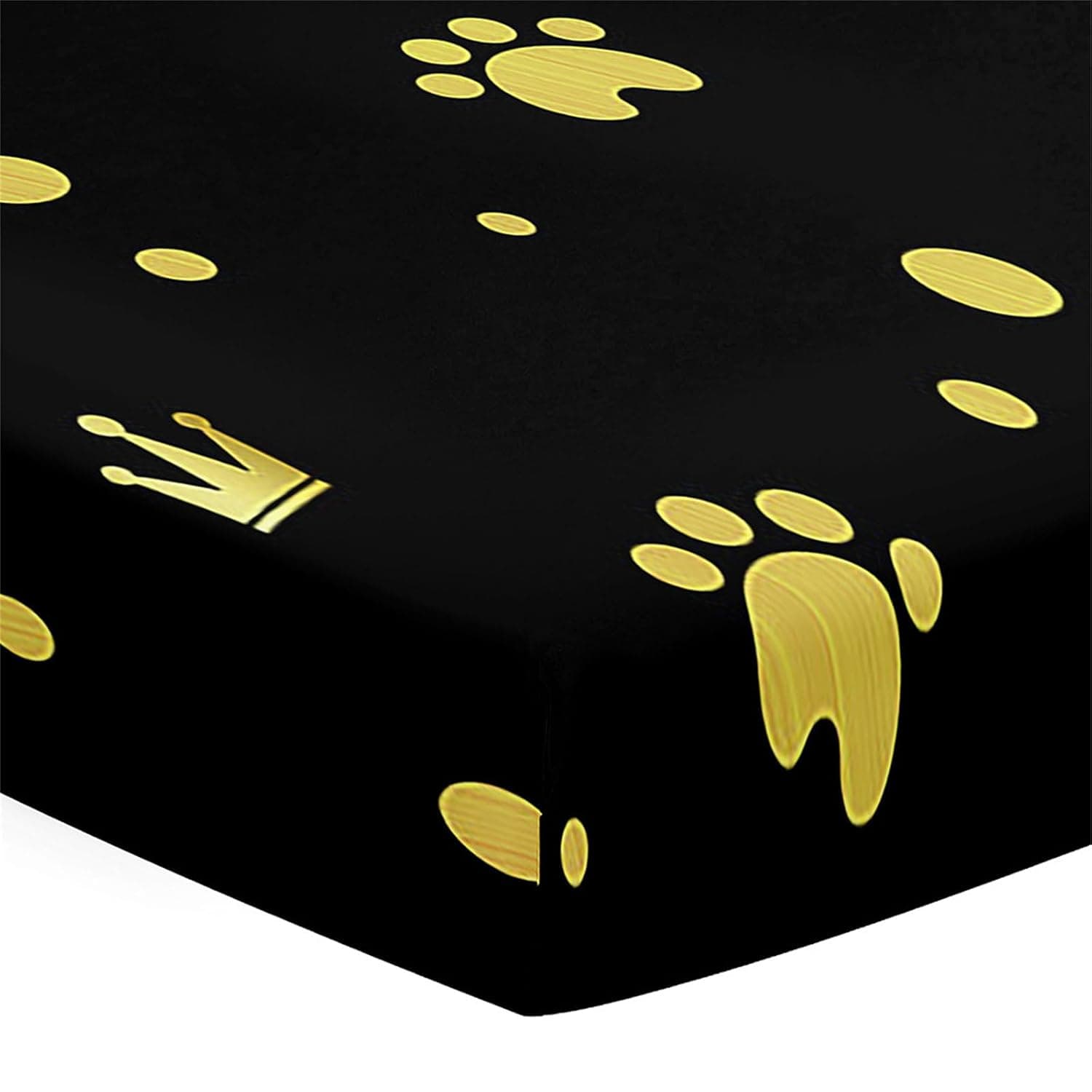 Morbuy Cot Bed Fitted Sheets, Multi-coloured Paw Prints Cot Sheets, Cot Sheets with Elasticated Corners, Crib Sheets for Girls and Boys (Gold, 120 x 60 cm)