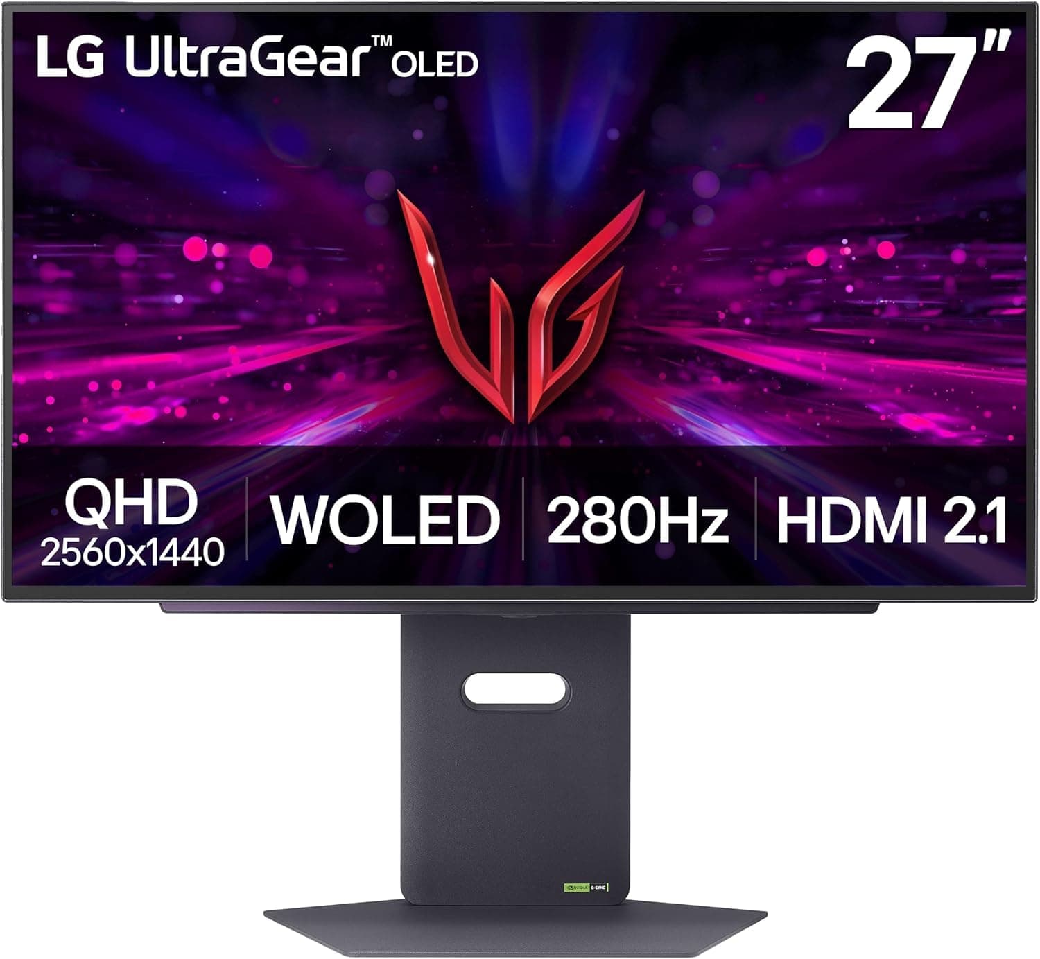 LG 27-inch Ultragear QHD Gaming Monitor, 280Hz, OLED Display, 0.03ms Response Time, NVIDIA G-Sync, AMD FreeSync Premium Pro, DisplayHDR TrueBlack500, HDMI 2.1, Black