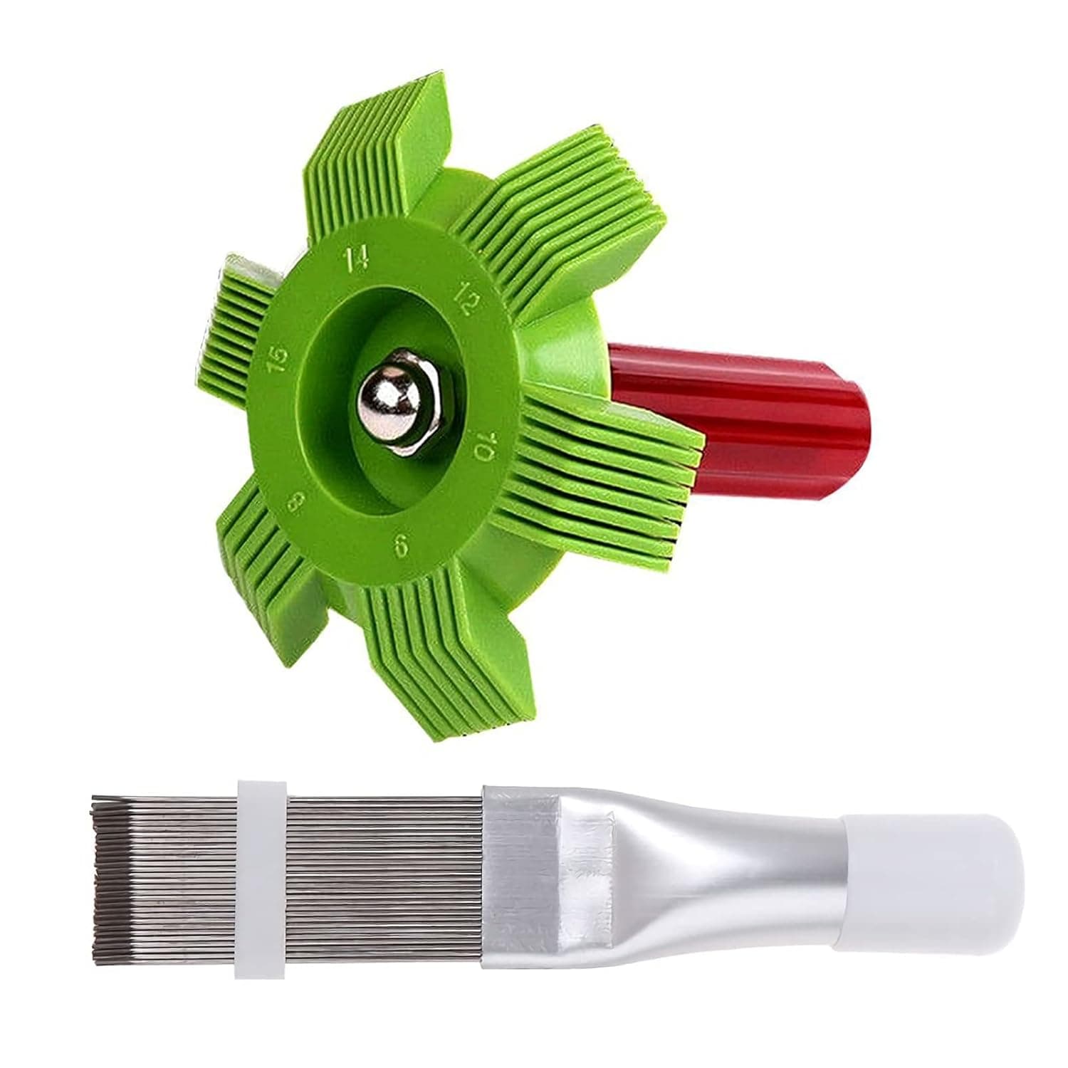 SOOBA قطعتان من فرشاة تنظيف زعنفة مكيف الهواء ومجموعة مشط منظف الزعانف ، أداة تنظيف لفائف الثلاجة ، أداة تنظيف صيانة المبخر والتهوية وتكييف الهواء