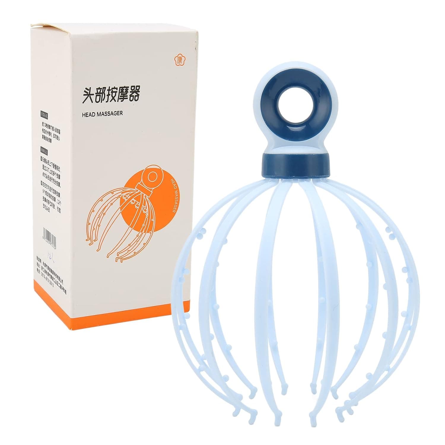 Head Scratcher, Scalp Massager Tool Scalp Relaxation 12 Finger Head Massager Scalp Massage Claw for Deep Relaxation (Blue)