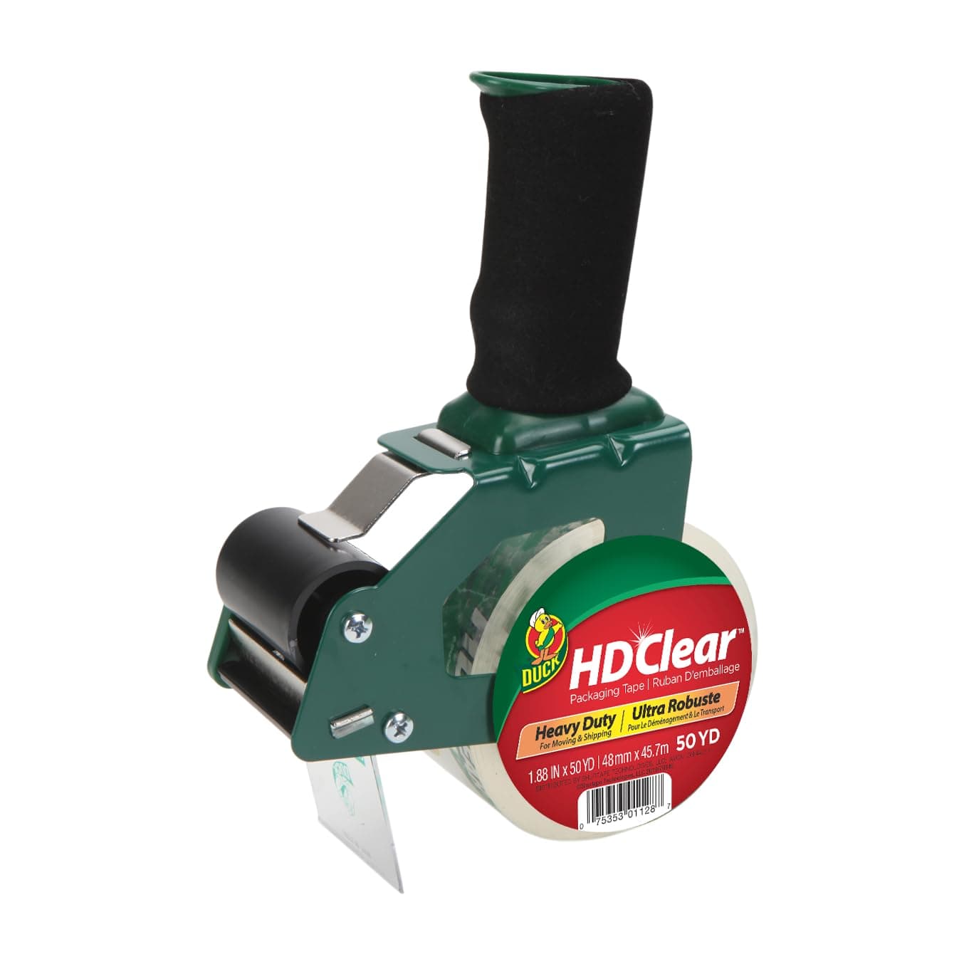 Duck Brand Foam Handle Tape Dispenser with HD Clear Packaging Tape, 1.88 Inches x 50 Yards (280737)