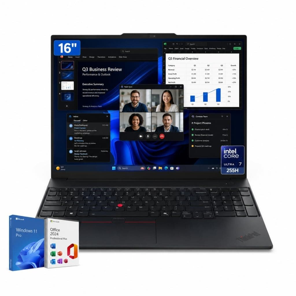 Lenovo ThinkPad E16 Gen 3 16" WUXGA 1920x1200 IPS Laptop, 16-Core Intel Ultra 7 255H,16 GB DDR5, 512GB SSD, Backlit KB, Fingerprint Reader, TB4 Wi-Fi 6E HD, Win11 Pro Office 2024 Professional Plus
