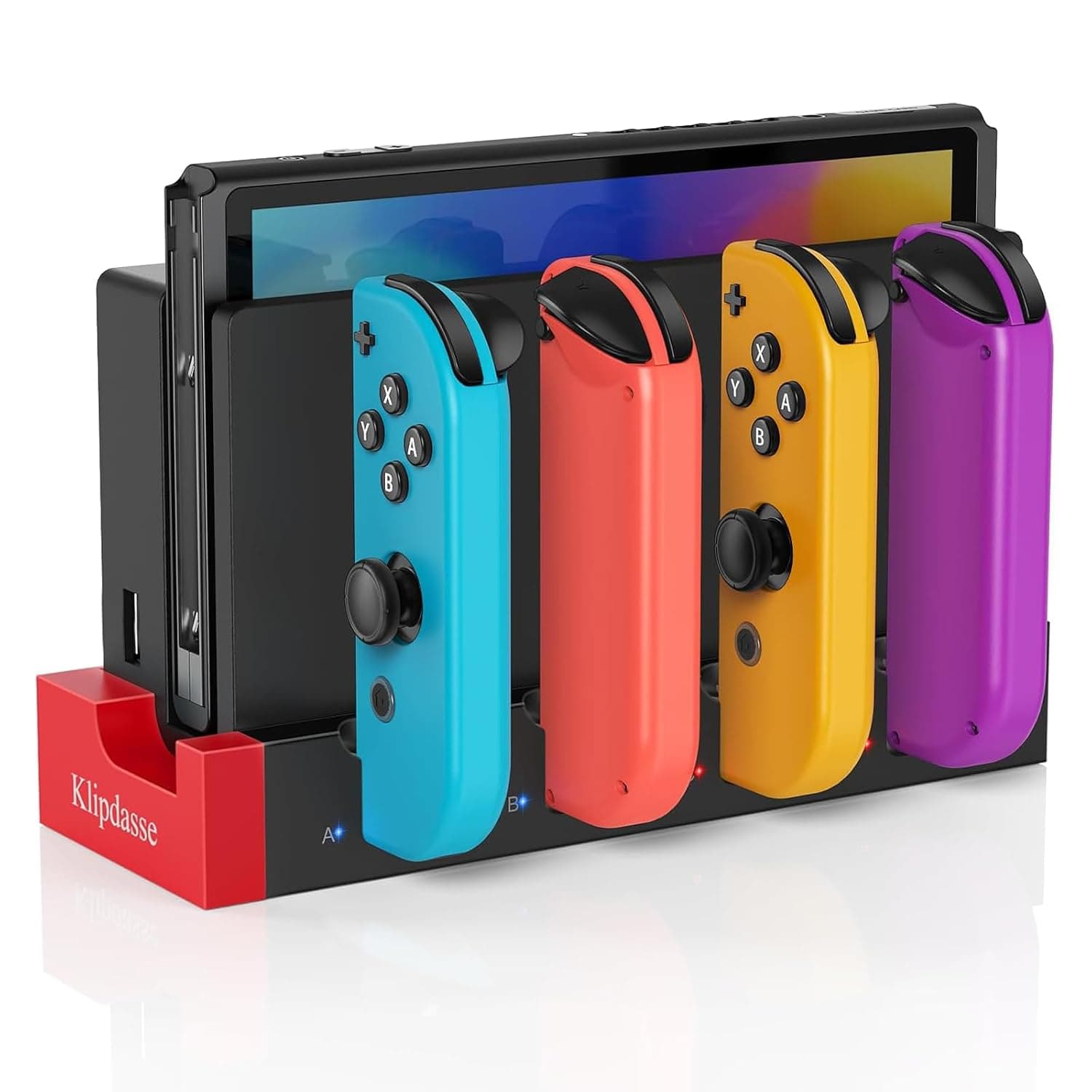 Compatible for Nintendo Switch JoyCon Charging Dock, Support 1-4pcs Joy Con, Charger Stand Station with Individual LED Indicator for Nintendo Switch Joy-Con