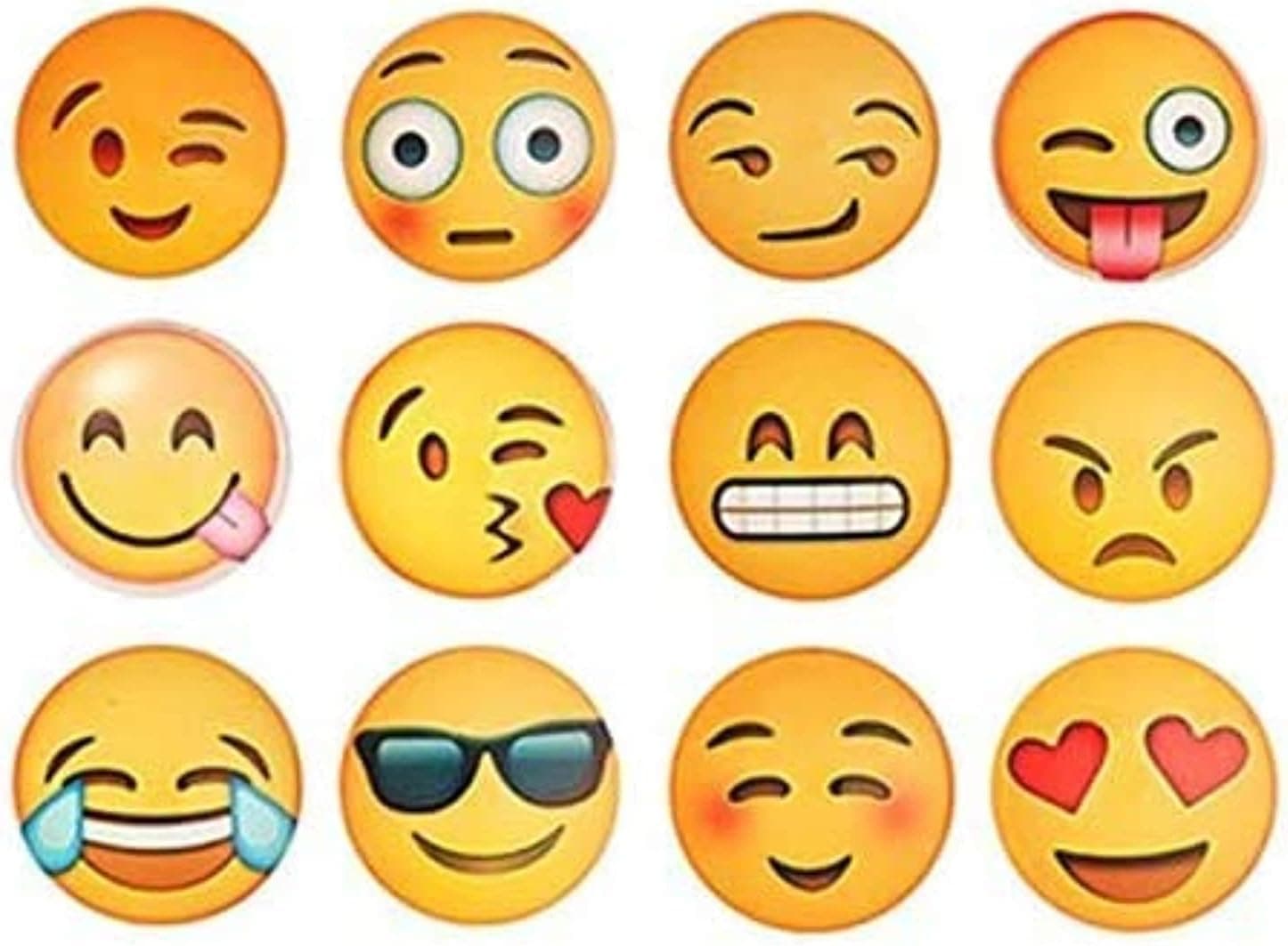 مغناطيس ثلاجة للحفلات - مجموعة من 12 قطعة بتصميم وجه دائري للثلاجة والمكتب والباب والفريزر والسبورة البيضاء والخزانة، متعة رائعة للبالغين والبنات والاولاد والاطفال