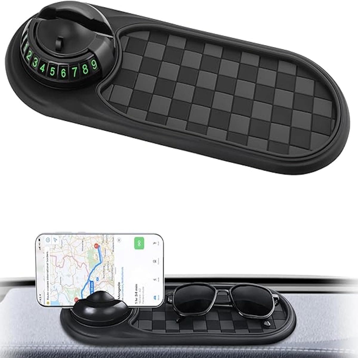 YelaJoy Rotatable Anti-Skid Car Dashboard Pad & Auto Phone Holder, Multifunction Large Anti-Slip Mat with Temporary Parking Number for Phones, Sunglasses, Keys, Car Gadgets and Accessories