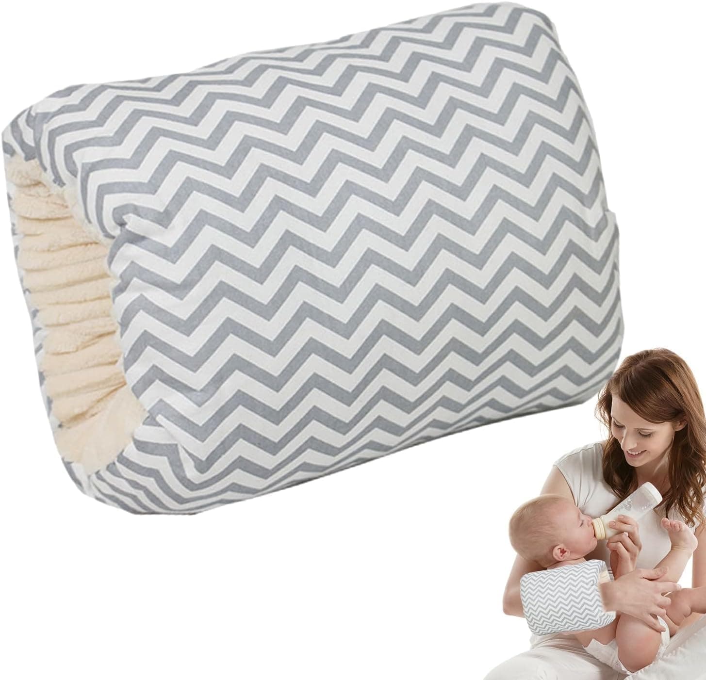 SKY-TOUCH Cozy Cradle Pillow, Baby Nursing for Arm Cotton Cozy Cradle Nursing Arm Pillow Head Support Feeding Slip-on Breastfeeding for Baby 25x23cm, Grey