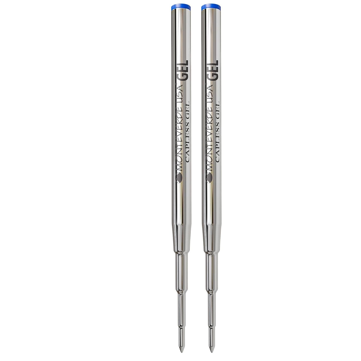 Monteverde Capless Gel Blue Refill to Fit Montblanc Ballpoint Pens, Fine Point, 2 per Pack (M422BU)