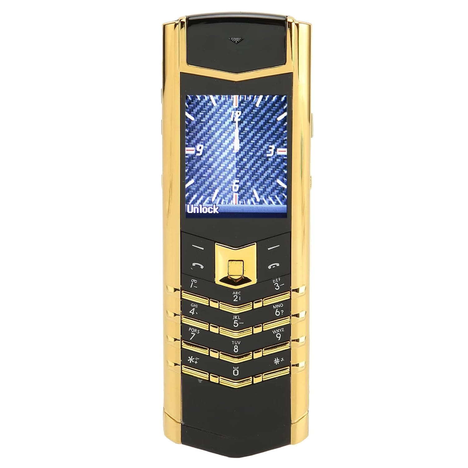Unlocked GSM Phone, Alloy Body with 2600mAh Battery Fast Charging, Big Buttons Large Screen for Seniors Students As Backup Phone (Black Gold)