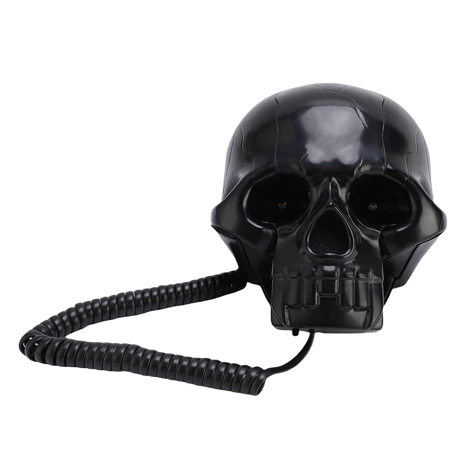 Skull Landline Telephone, Unique Design with Vibrant Colors and HD Sound Quality, Multifunctional Corded Desk Phone for Home Decor and Art (Black)