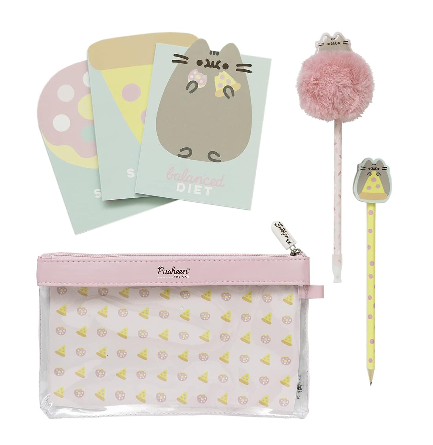 Grupo Erik Pusheen Pencil Case Stationery Set, Writing Set with Pen, Pencil and 3 Notepads,