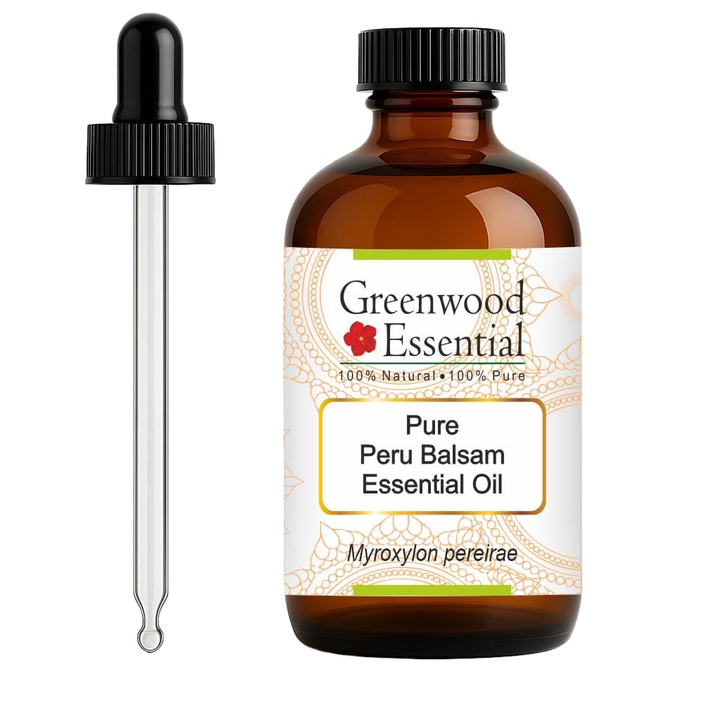 Greenwood Essential Pure Peru Balsam Essential Oil (Myroxylon pereirae) with Glass Dropper Steam Distilled 120ml (4 oz)