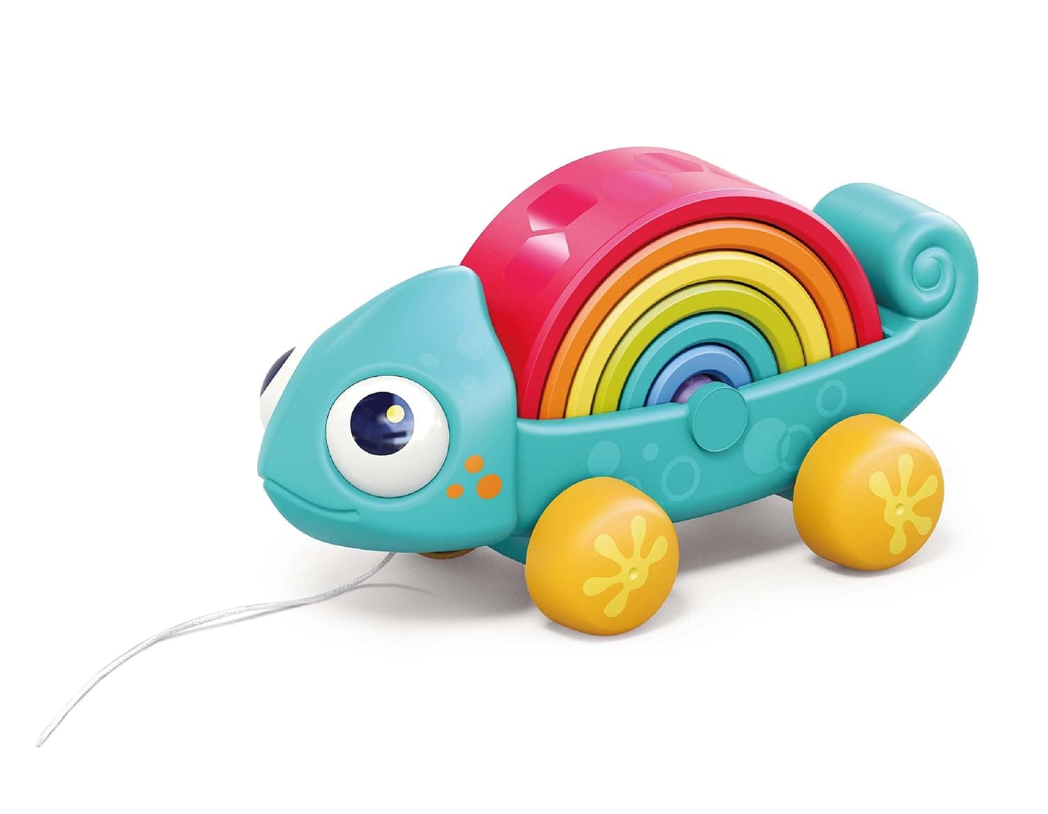 Hola Chameleon Train Toys for Babies, Educational Game with Kids Activities, 7 Pieces, Stackable with Lights and Sounds, Learning Shapes and Colours, for Children 18 Months and Up