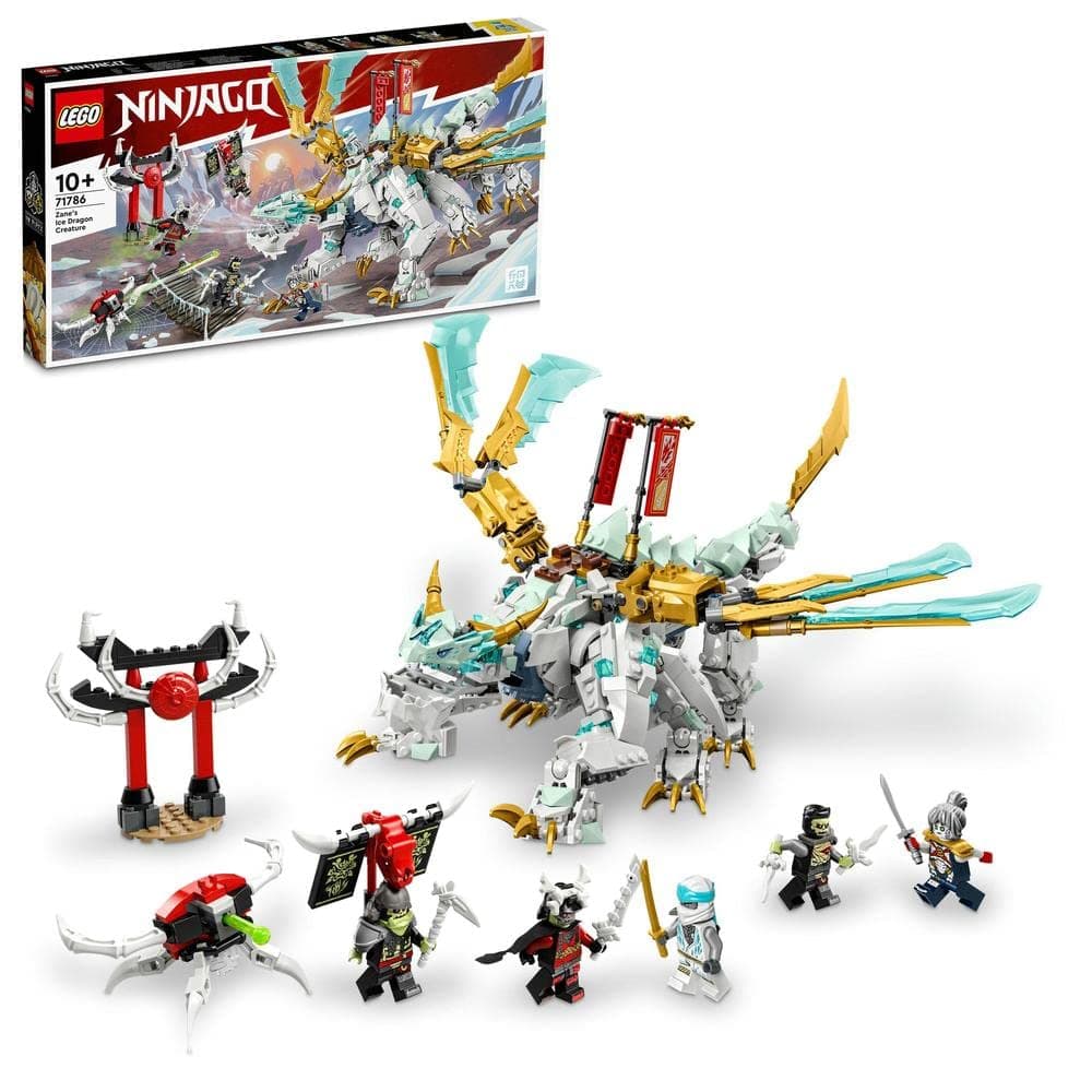 LEGO 71786 NINJAGO Zane’s Ice Dragon Creature 2in1 Dragon Toy to Action Figure Warrior, Model Building Kit, Construction Set for Kids, Boys & Girls with 5 Minifigures