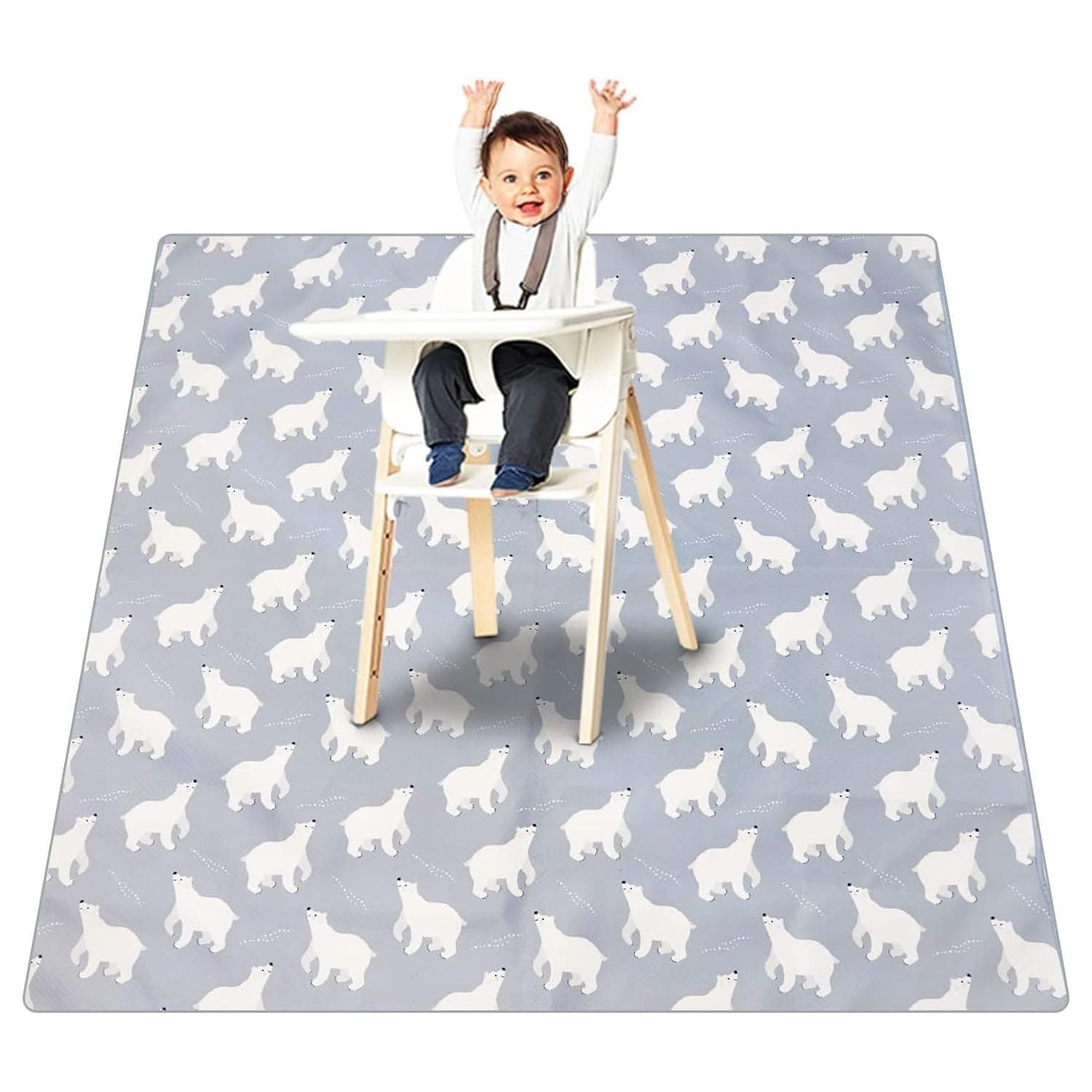 LinJie Highchair Splash Mat,Baby Dining Chair Mat,Machine Washable Portable Play Mat and Table Cloth, Non-Slip and Waterproof Protection(110 * 110CM)