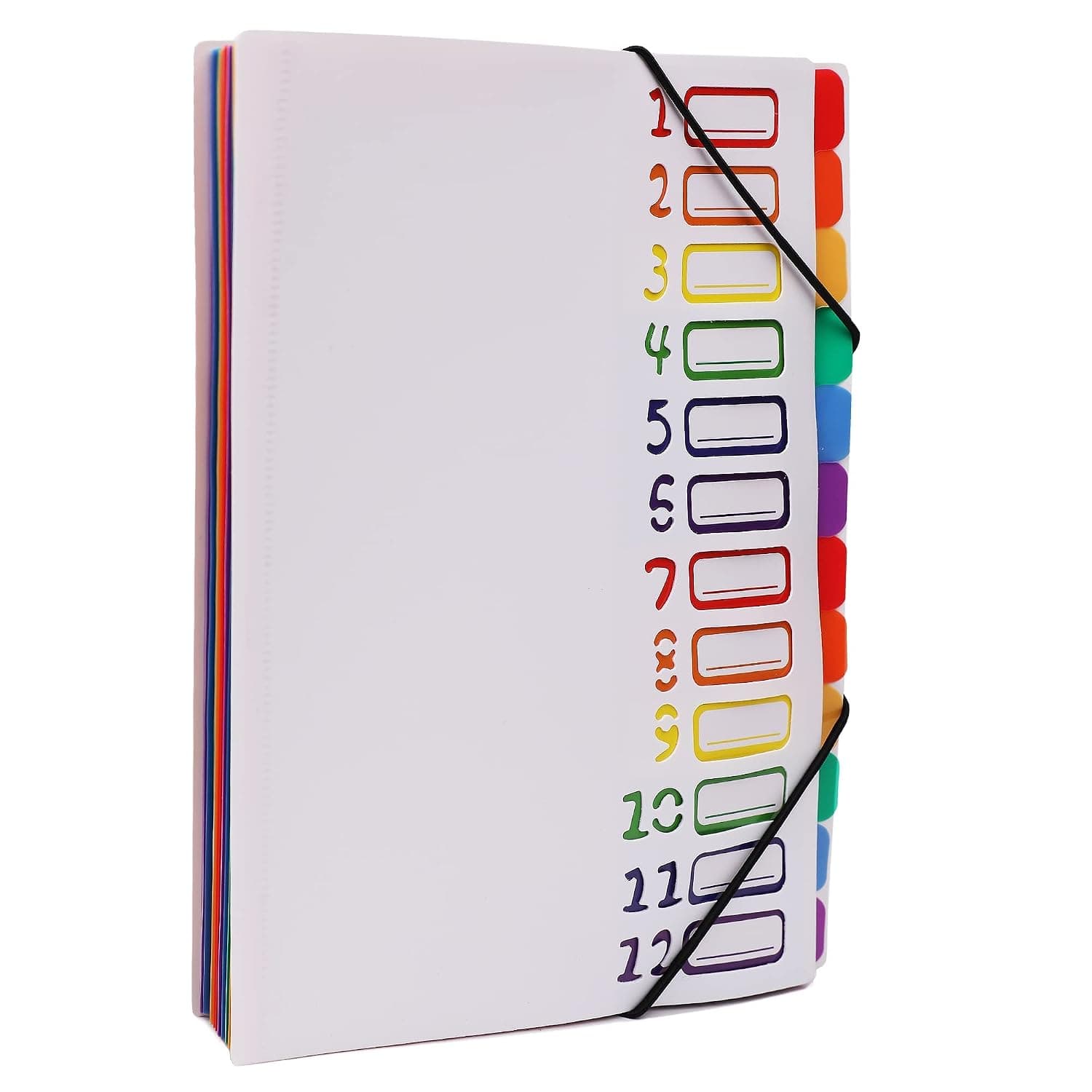 Expanding File Folder Organizer with Labels 24 Pockets Large Capacity Holds up to 240 Sheets Perfect for Office School Document Filing Portable Filing System with Colored Tabs Durable White Cover