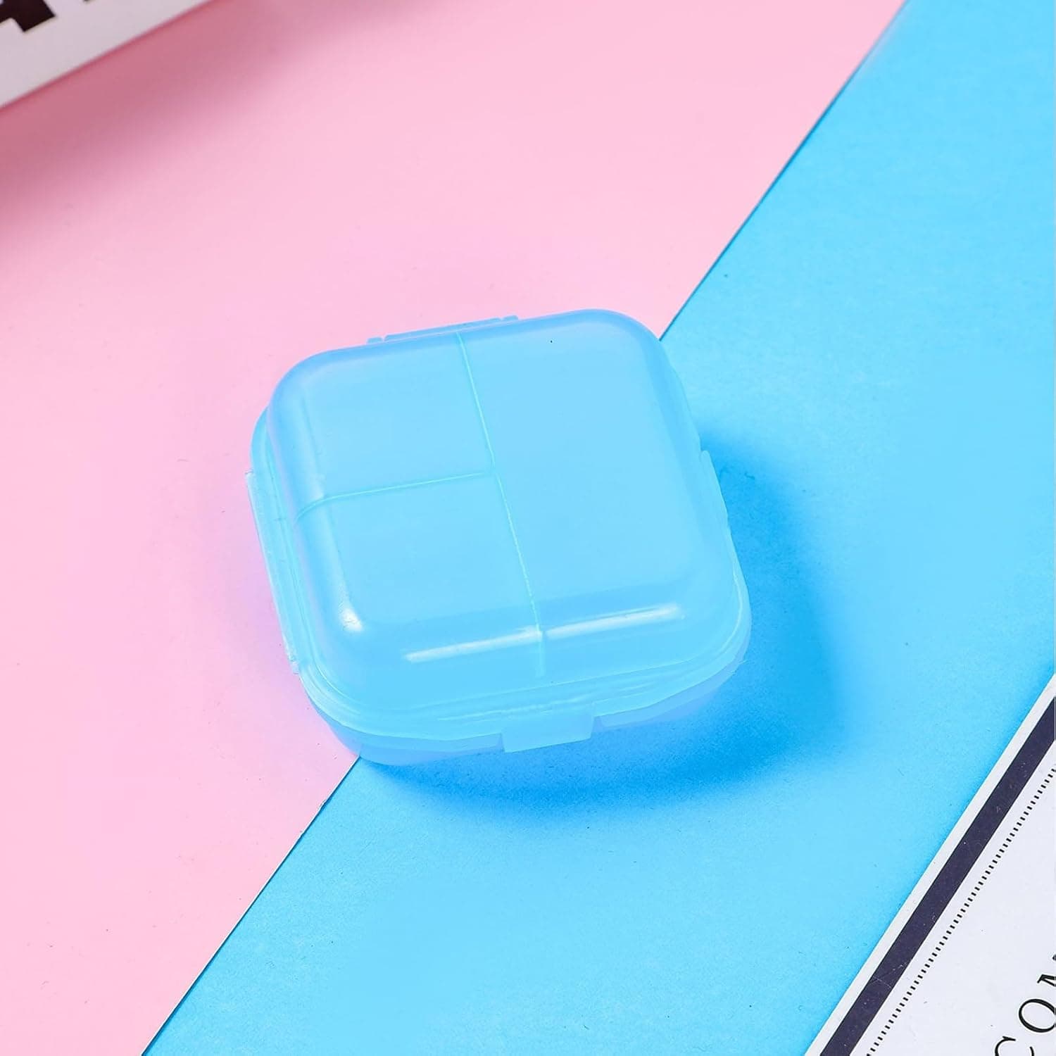 Daily Pill Organizer 6 Compartments, Small Pill Box Portable Travel Pill Case, Mini Pill Container for Purse Pocket, Compact Travel Medicine Organizer for Vitamin, Cod Liver Oil, Supplement(Blue)