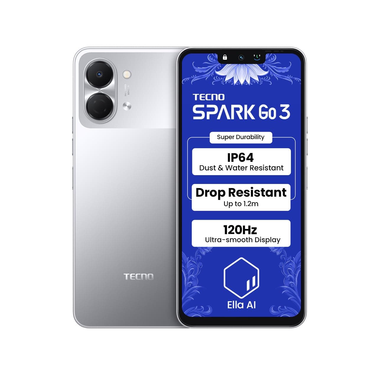 Tecno spark go3 4+4GB RAM 64GB 5000mAH 4G Titanium Gray