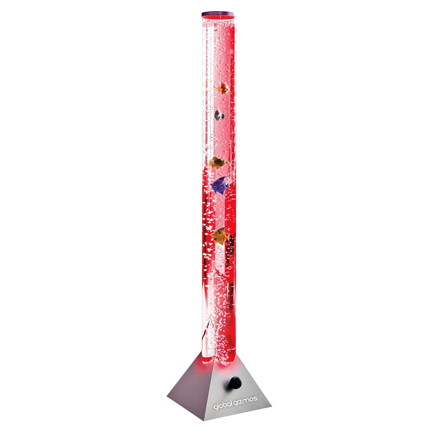 Global Gizmos 45500 Large LED Bedside Lamp "Water Bubbles Pattern with Fish Shape Embroidery-Color: Transparent