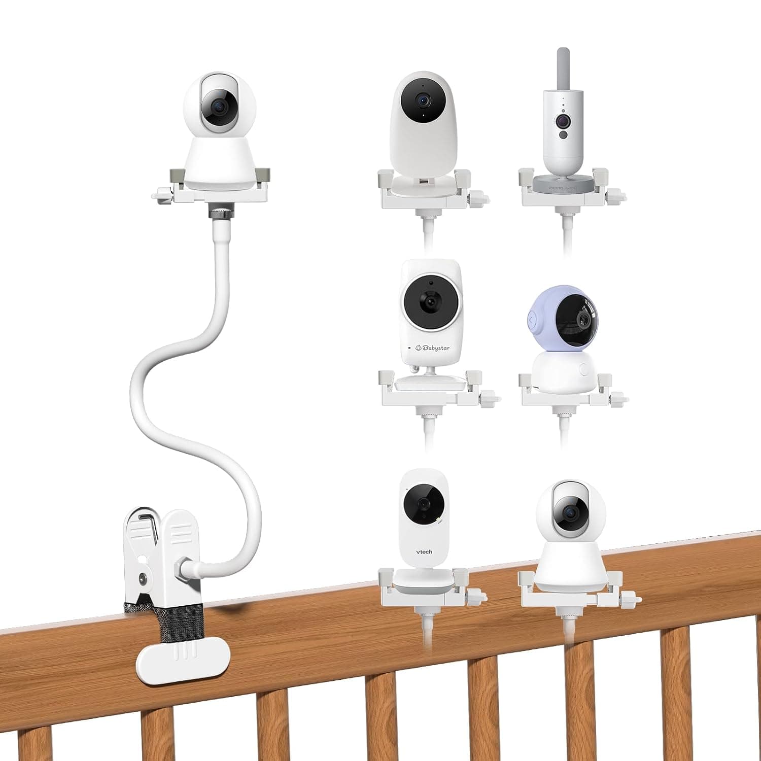 GHB Baby Monitor Mount, Universal Baby Camera Mount for Philips Avent Baby Monitor, Clamp Mounts for HelloBaby/Blemil/Jeeber/Philips Avent/Vtech/Momcozy/Boifun/Babystar