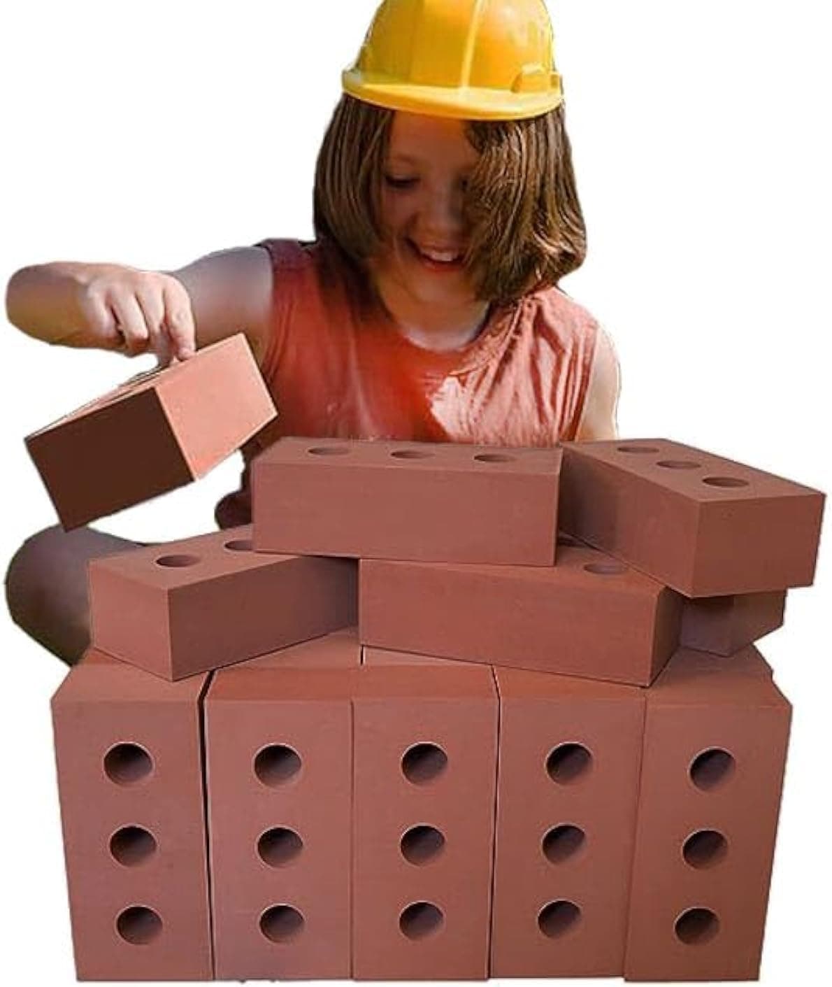 30-Piece Foam Builder's Brick Set For Kids - Build Imagination, Skills & Strength Through Indoor/Outdoor Play