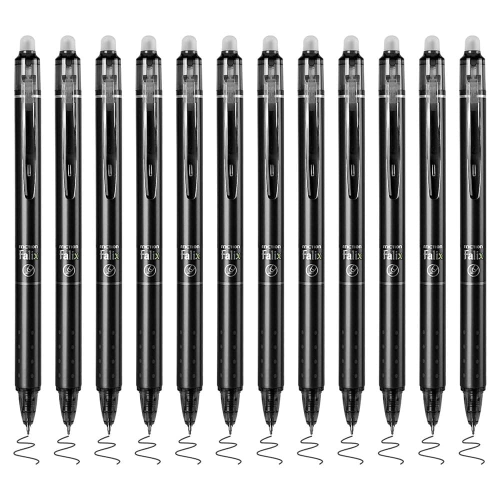 Retractable Erasable Gel Pens, Fine Point 0.5 mm Blue Ink with Eraser Clean, Quick Dry Smooth Write for School Office Supplies Note Taking Planners,Classic Black