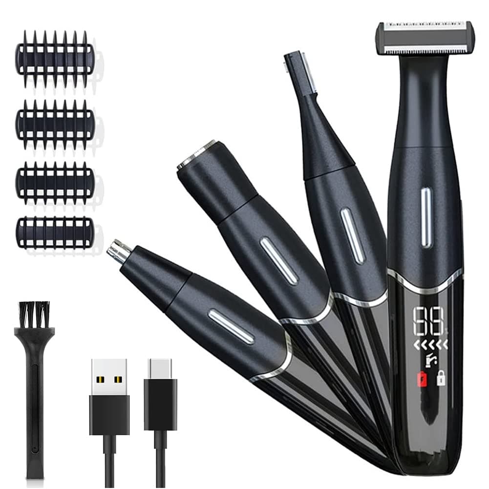 ماكينة حلاقة كهربائية للنساء 4 في 1، ماكينة حلاقة كهربائية لاسلكية محمولة لازالة شعر الجسم للحواجب والوجه والانف والساقين تحت الابطين وخط البيكيني، مجموعة ماكينة حلاقة شخصية للنساء للاستخدام الرطب