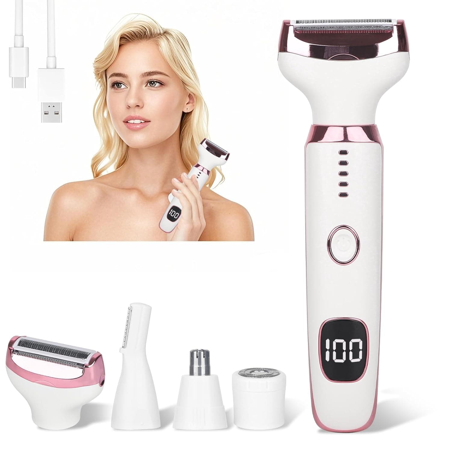 Electric Razors LED Display for Women, 2025 Wet/Dry Ladycsdc Electric Shaver,4 in 1 Cordless Hair Remover with IPX7 Waterproof