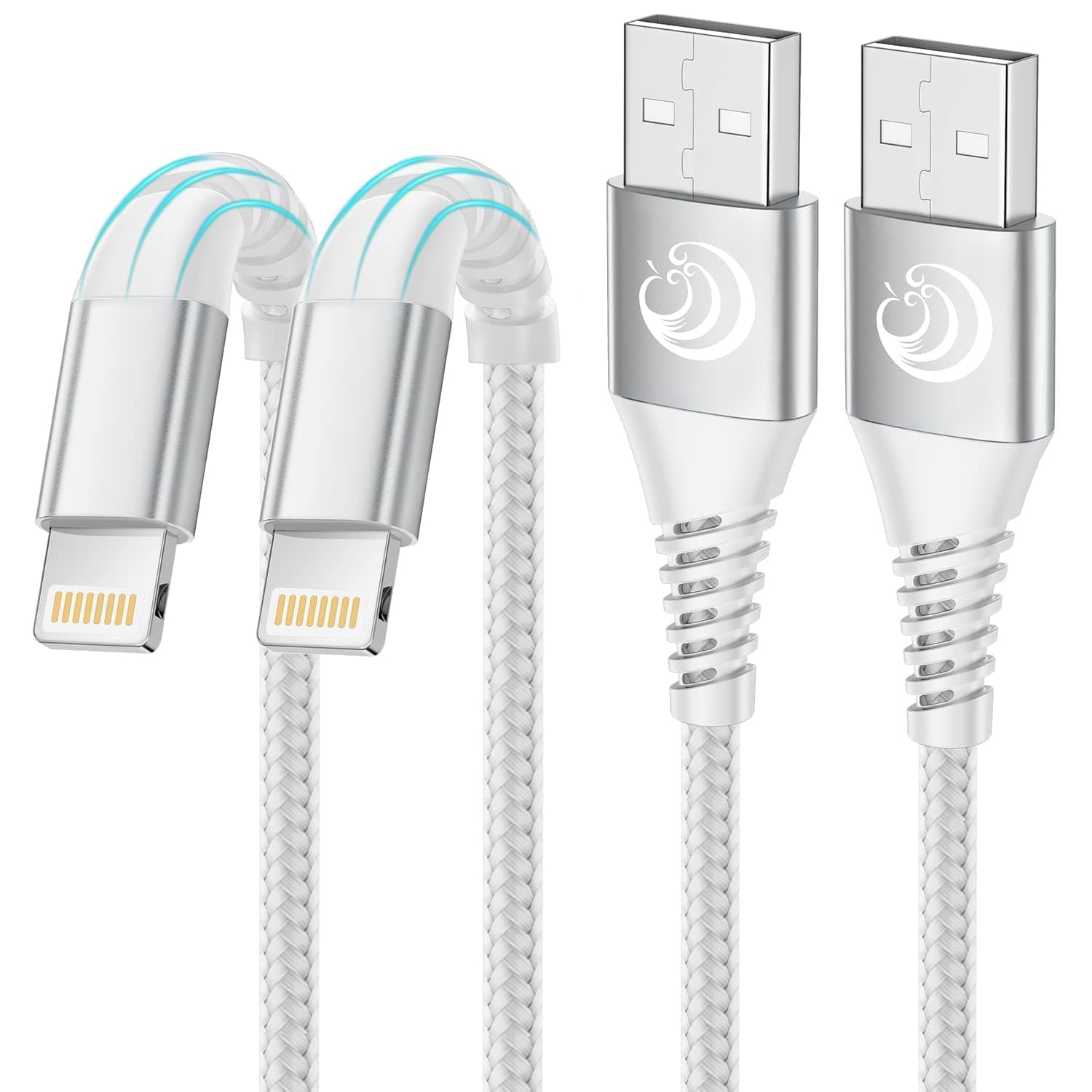Aioneus Lightning Cable 2M 2Pack, iPhone Charger MFi Certified USB A to Lightning Cable iPhone Charging Cord Fast Charging Compatible with iPhone 14 13 12 11 Pro Max Mini XS XR X 8 7 Plus iPad