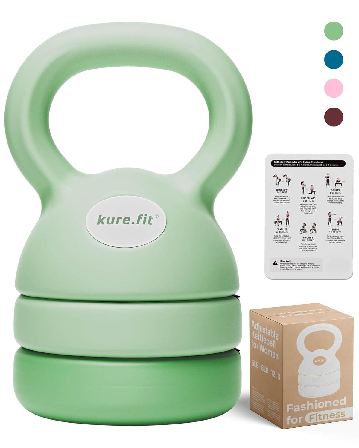 Adjustable Kettlebell كاتل بيل قابل للتعديل (2.3kg–5.4 kg) Home Gym Kettlebell & Fabric Resistance Band Set,For Strength, Cardio, Full-Body Training, Ideal for Women & Beginners