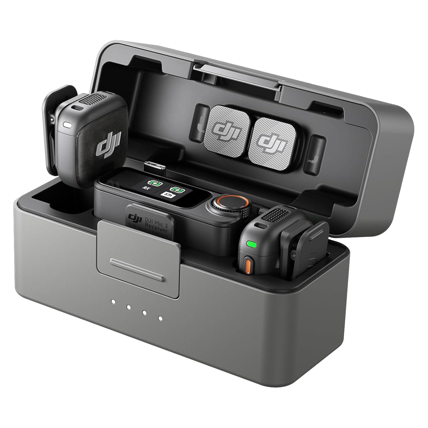 DJI Mic 3 (2 TX + 1 RX + Charging Case), Wireless Mic for iPhone/Camera/Android, Adaptive Gain Control Balanced Volume, Dual Band Anti-Interference, 28h Use, KSA Version, Official Warranty Support
