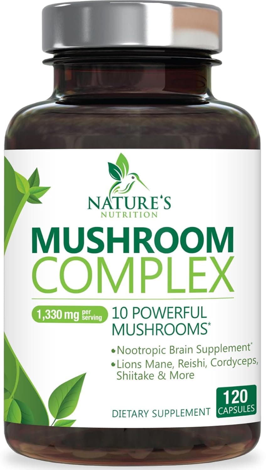 Lions Mane Mushroom Supplement Complex 3X Strength with Turkey Tail, Reishi, Shiitake, Cordyceps, Chaga and Maitake for Natural Nootropic Brain, Memory, Focus, Energy and Immune Support - 120 Capsules