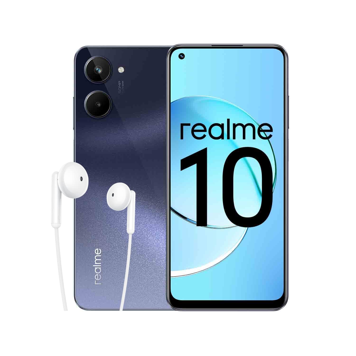 Realme 10 4G Dual-SIM 128GB ROM + 8GB RAM (Only GSM | No CDMA) Factory Unlocked 4G/LTE Smartphone (Rush Black) - International Version