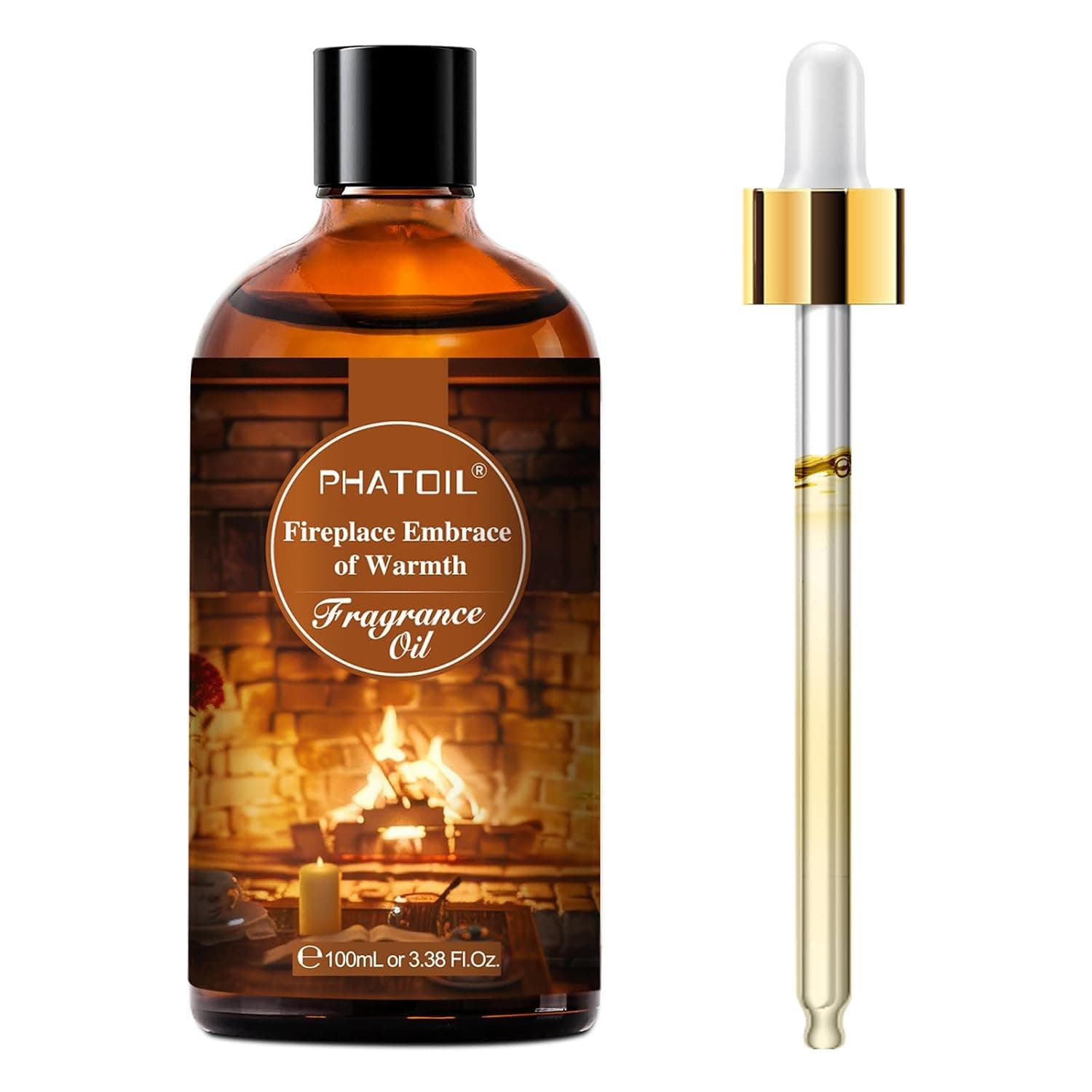 PHATOIL 3.38FL.OZ Fireplace Embrace of Warmth Fragrance Oils for Aromatherapy, Essential Oils for Diffusers for Home, Perfect for Diffuser, Yoga, Skin Care, DIY Candle and Soap Making - 100ml | Long Lasting Scented Oils For Humidifier, Air Freshener, DIY Soap Candle, Scent Project Making, Aroma Oil for Home Freshening