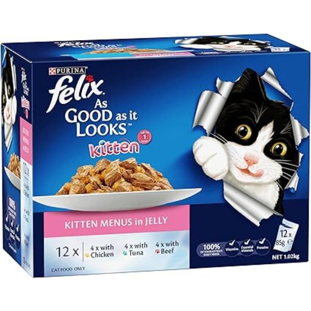 PURINA Felix as Good as it Looks Kitten Menus in Jelly Pouch Wet Food - 12X85G