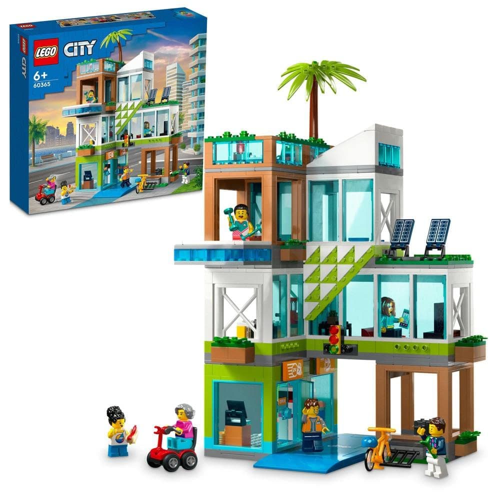 LEGO 60365 City Apartment Building, Modular Construction Set with Combinable Rooms, Shop, Toy Bike and 6 Minifigures, Birthday Gift for Kids, Boys, Girls Aged 6+