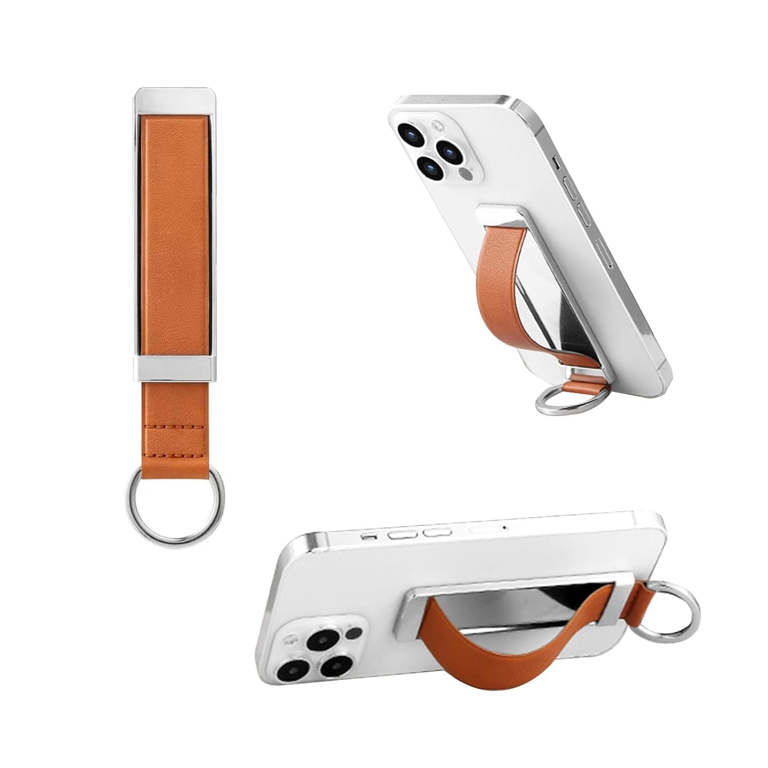 كاستويف مقبض موبايل، 3 عبوات من مقابض الهاتف لظهر الموبايل، حامل حزام الهاتف المحمول، قبضة الهاتف الخلوي، مقبض تلسكوبي للاصابع، مسند اصبع عالمي لمعظم الهواتف الذكية (بني)