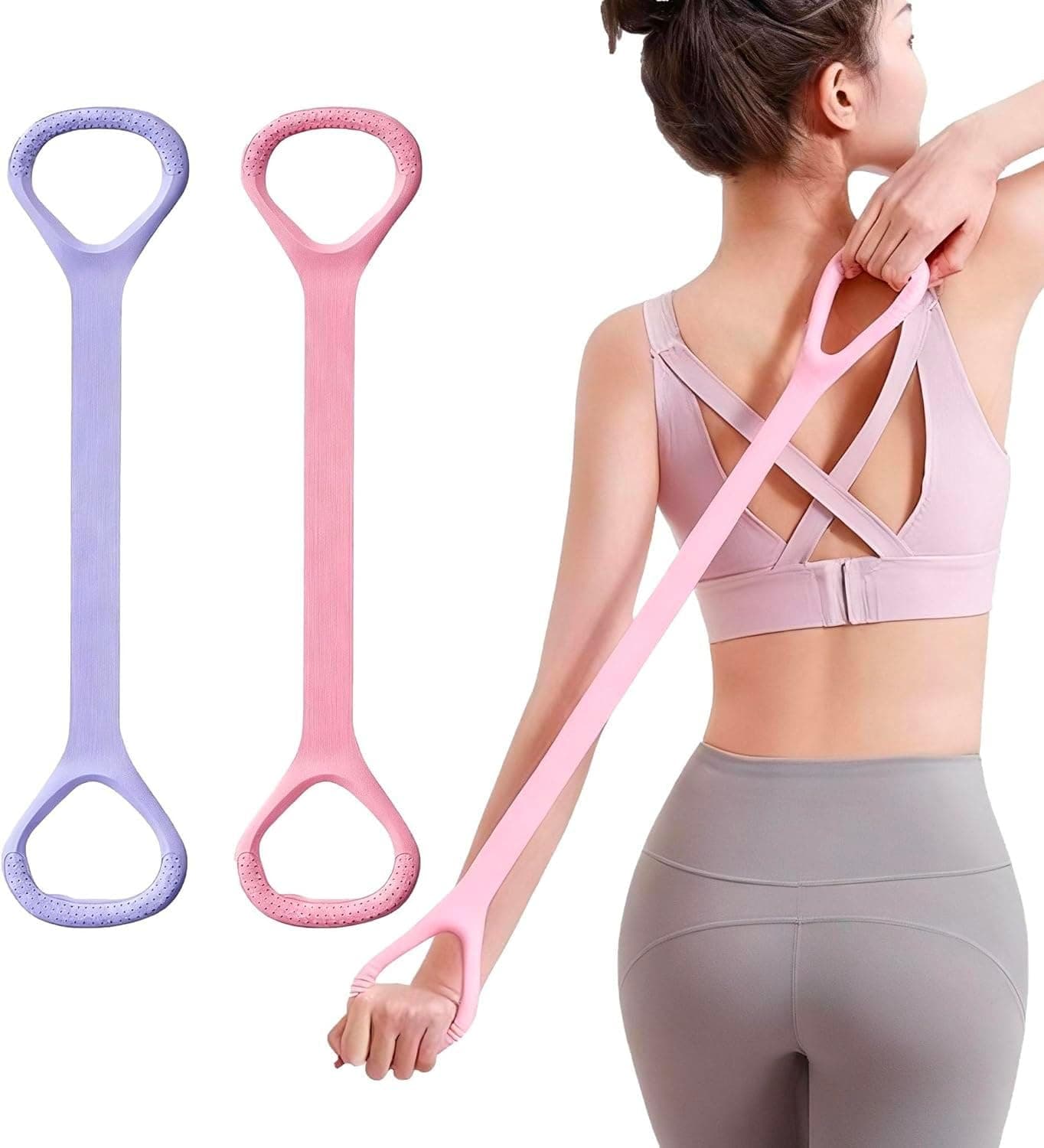 2PCS Resistance Band, Fitness Elastic Rope, Execrise Workout for Arm, Back, Chest and Shoulder, Yoga, Pilates, Stretching, Physical Therapy Equipment