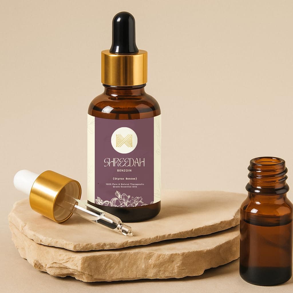 Shreedah Benzoin Essential Oil (Styrax Benzoin) - 100% Pure & Natural, Warm Vanilla-Like Aroma, Therapeutic Grade for Aromatherapy, Skin Care & DIY Blends (100ml)
