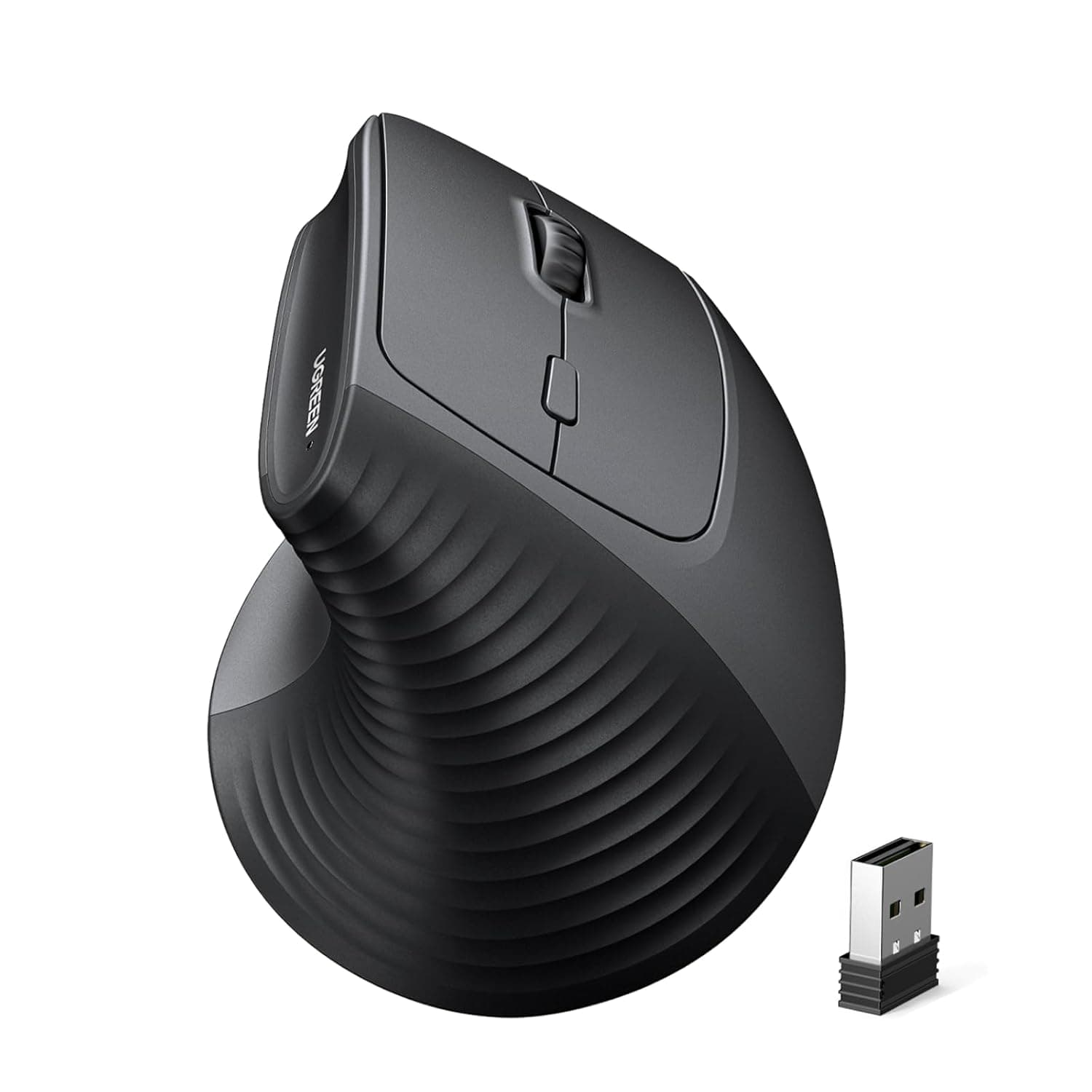UGREEN Ergonomic Vertical Mouse, 2.4GHz Wireless Optical Mouse, 3 Adjustable DPI 800/1200/1600 Levels, 6 Buttons, for Laptops Laptops Tablets Etc, Black Mouse