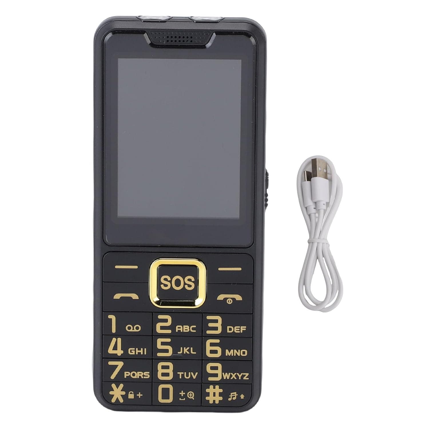 Seniors Cell Phone, 2.6in Screen Large Buttons Basic Simple Mobile Phone with Dual SIM Slots, SOS, Flashlight, Calculator, FM Radio, for Seniors, Elderly, Parents (Black)