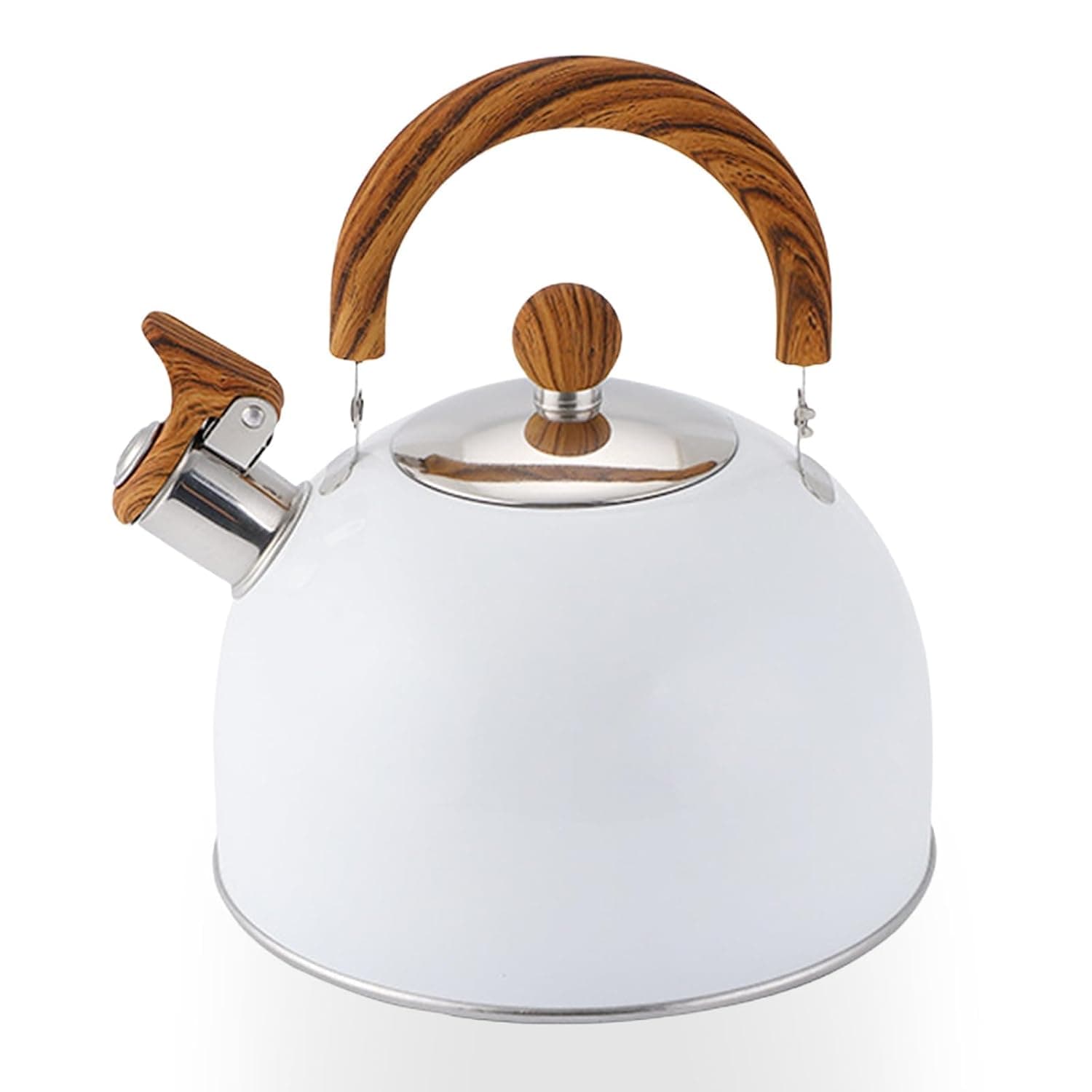 3L Whistling Stove Top Kettle, Food Grade Stainless Steel Camping Tea Kettle with Wood Grain Handle & Loud Whistl, Induction & Gas Hob Compatible, Durable Outdoor Boiling Pot, Hot Water Fast to Boil