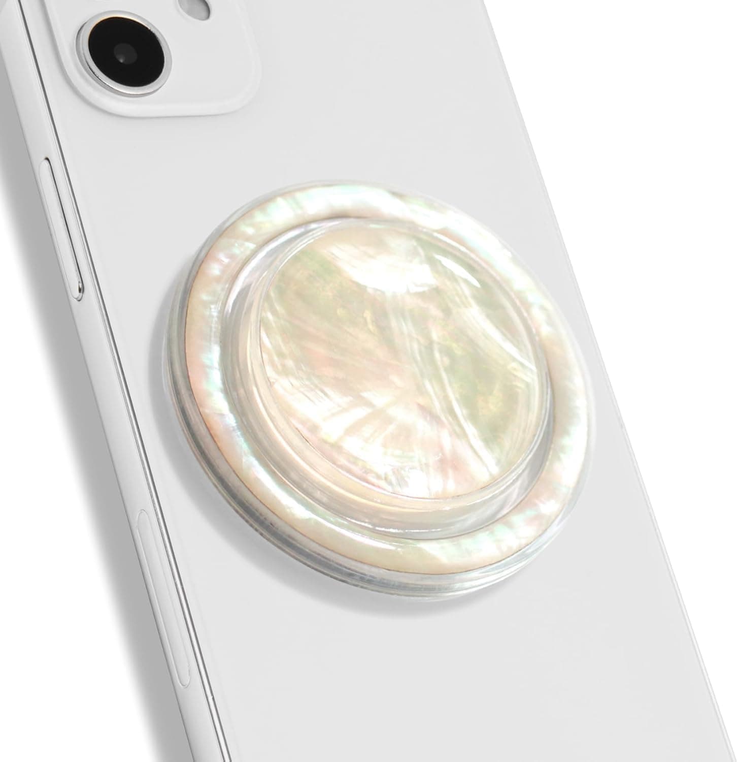 حامل قبضة الهاتف من جويز، ملحق مغناطيسي قابل للطي بتصميم عرق اللؤلؤ، متوافق مع ماج سيف للهواتف الذكية والتابلت (ابيض)