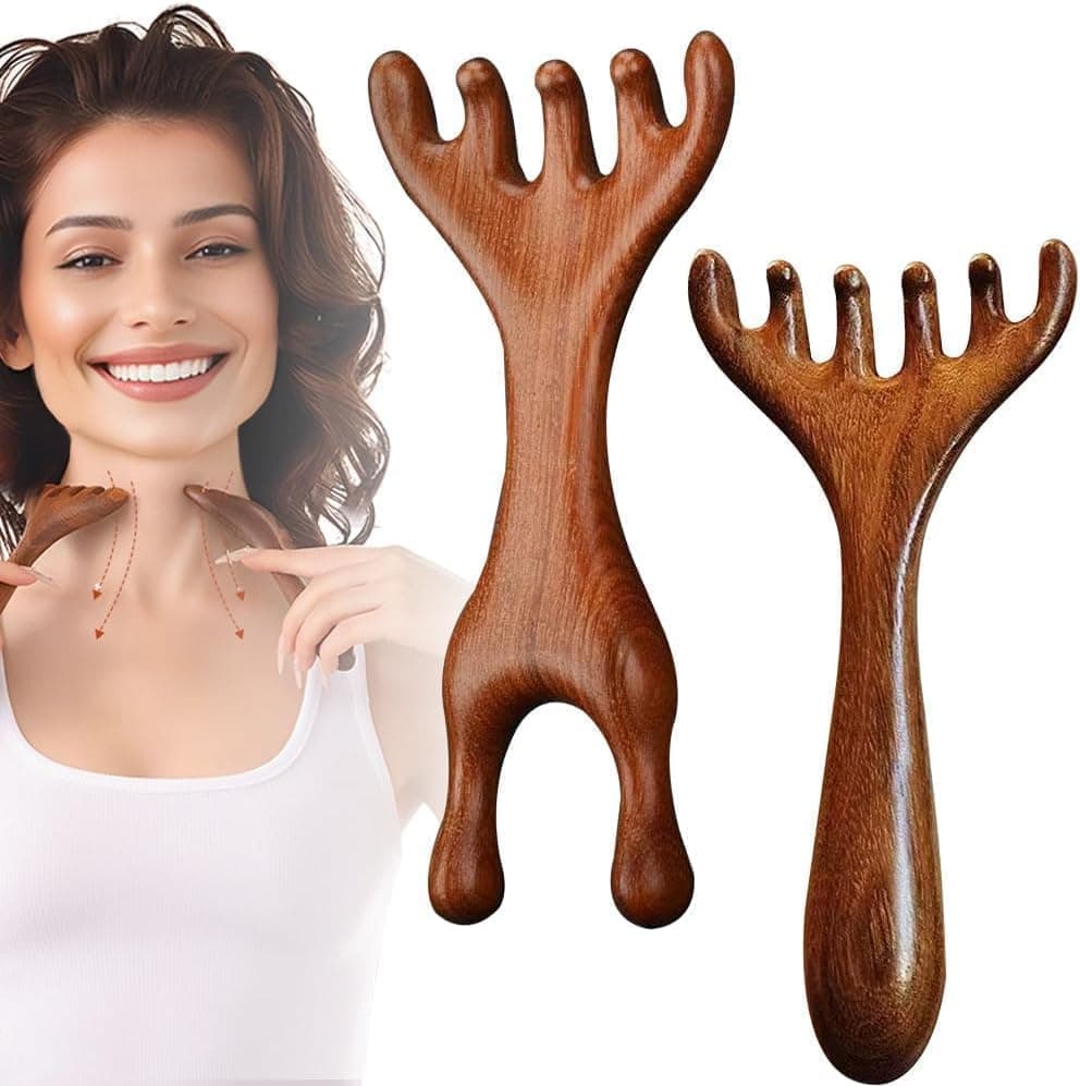 X Spring Wooden Scalp Massager, 2PCS Natural Wood Head Scratcher with 6 Claw Design, Portable Stress Relief Tool for Body Care and Relaxation, Great Gifts for Women and Family Members