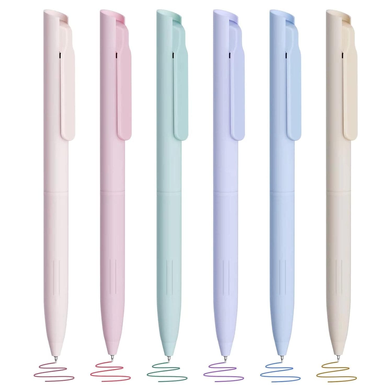 Colored Gel Pens, 6PCS Pastel Gel Pens Colored Ink Quick Dry & No Smear, Retractable Cute Pen Fine Point 0.5mm for Journaling, Aesthetic Gel Ink Pens Smooth Writing Stationery for School Supplies