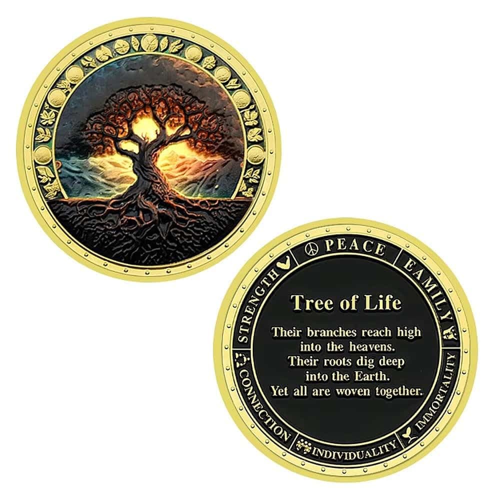 Tree of Life Challenge Coin Home Decor Challenge Coin Collection Gift (Golden)